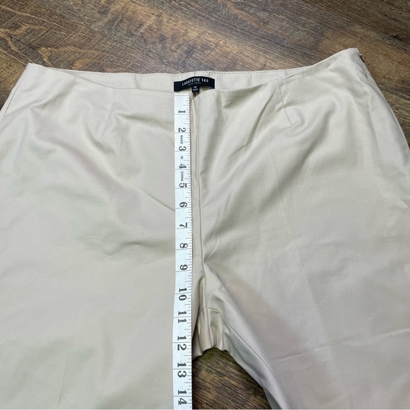 Lafayette 148 Cropped Bleecker Pant Beige Stretch Cotton Trouser Women's Size 14 - Picture 5 of 13